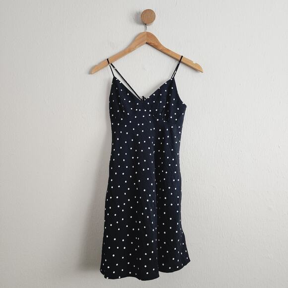 NWT Madewell Polka Dot Mini Slip Dress 00 | Black V-Neck Layton Viscose - Picture 9 of 10